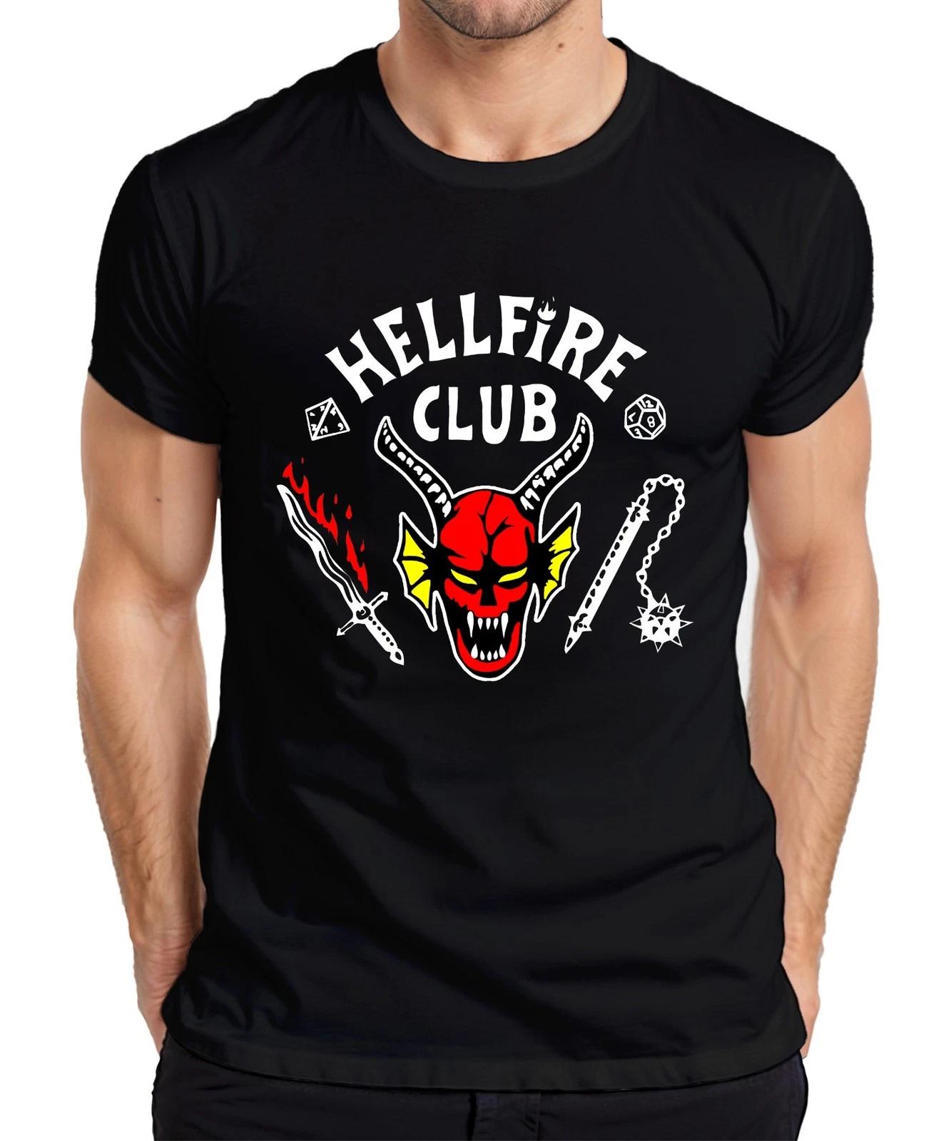 

HELLFIRE CLUB Demon Skull Horns D20 Flame Sword Role Play Men s T-Shirt- S