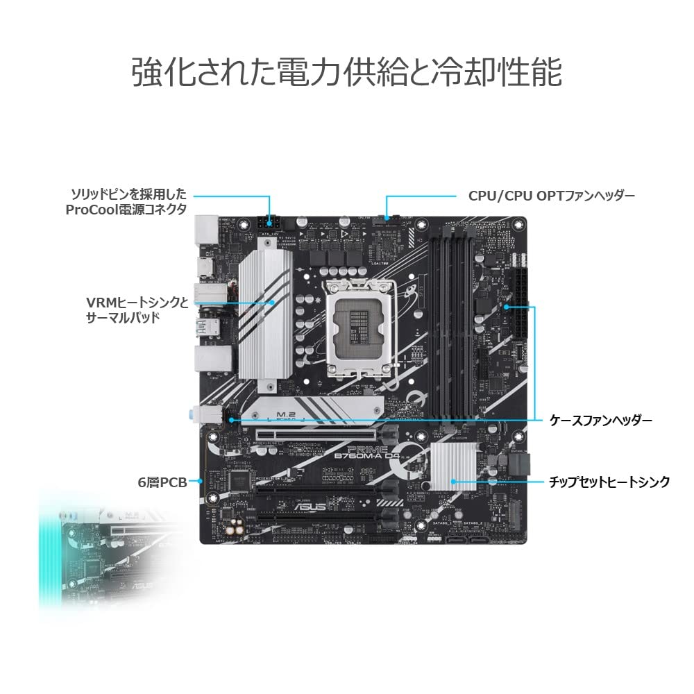 ASUS PRIME B760M-A D4 Intel 14th, 13th, and 12th Generation CPU Compatible LGA1700 B760 DDR4 mATX Motherboard Domestic Authorized Distributor Product