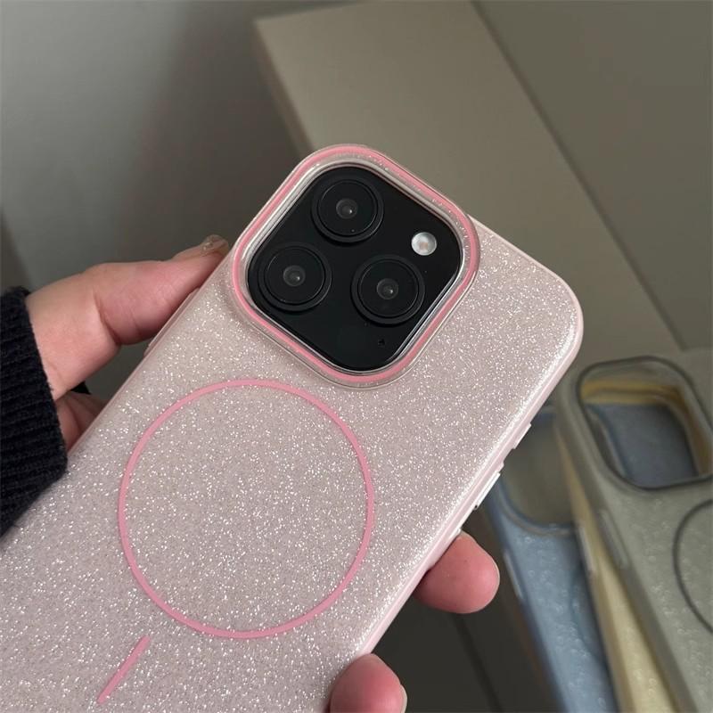 Applicable To Apple 16 ProMax Thin Circle Magnetic Suction Mobile Phone Case Official IMD Flash Powder Iphone15 Drop Protection Case