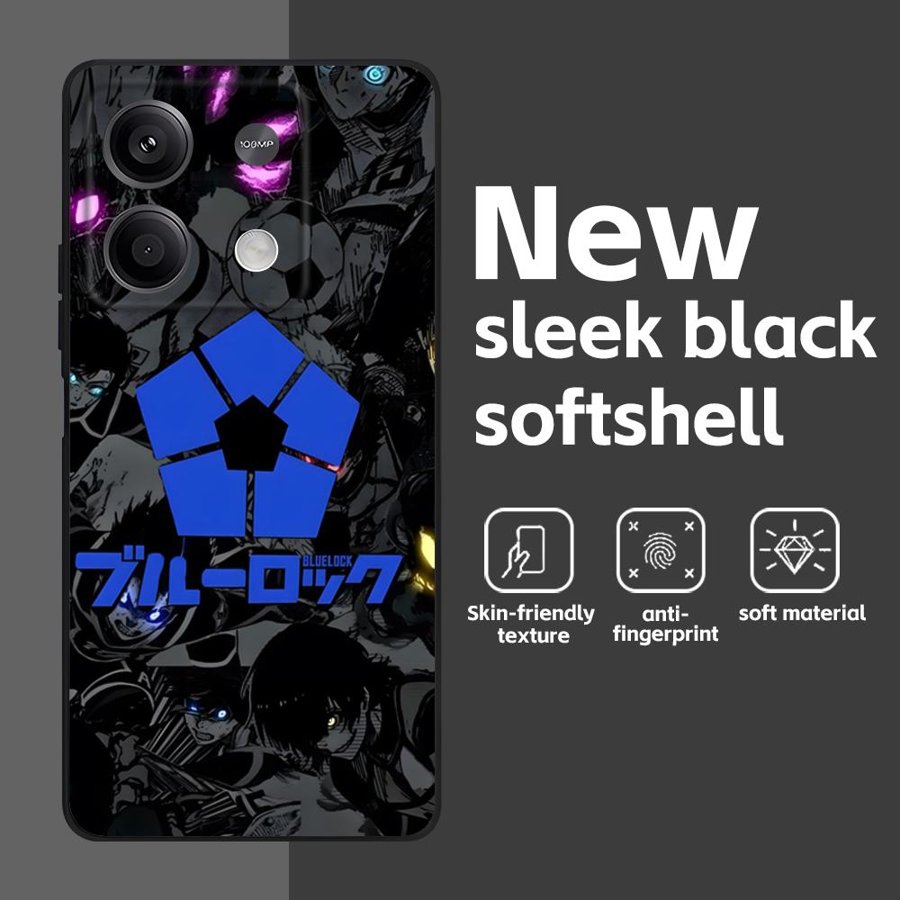 Anime B-Blue L-Lock Pfp Phone Case For Redmi Note 14 13 12 11 Pro Plus S 5G 14C A3 Soft Black Phone Cover