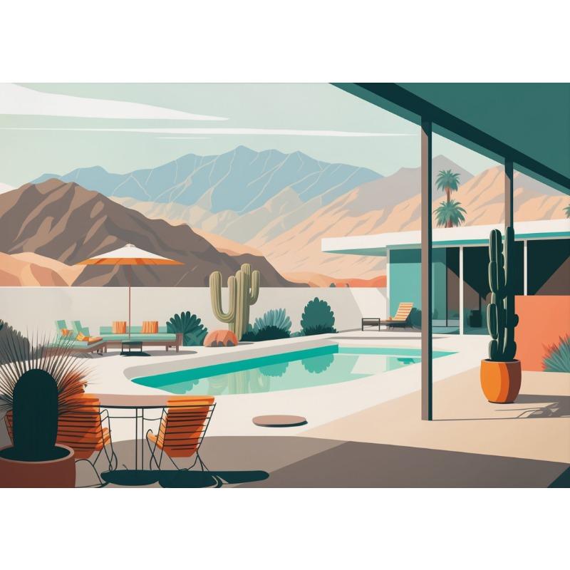 Mid-Century Retro Space S Pool Scene Astronauts Relaxing On Mars Poster Canvas Painting Wall Art Pictures Home Room Decor