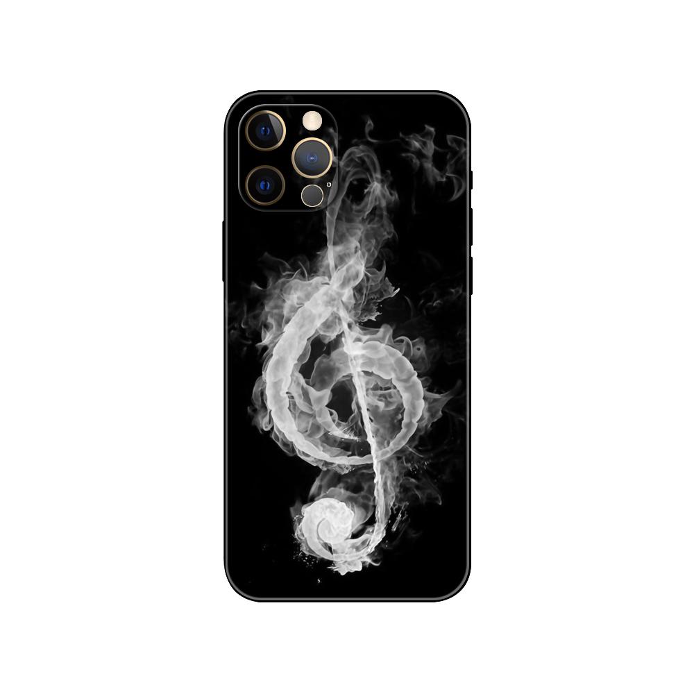 Classic Music Violin Music Notes Black Tpu Case for Iphone 5 5s Se 6 6s 7 8 Plus X 10 XR XS 11 12 13 Mini Pro MAX Back Cover