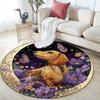 Dachshund Butterflies Round Area Rug,Carpet Rug for Living Room Bedroom Sofa Playroom Decor,Non-slip Floor Mat