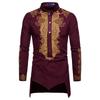 Camicia da uomo casual stampata con colletto alla coreana