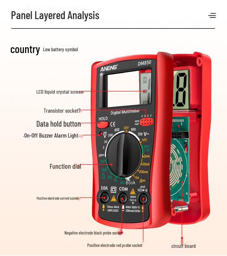ANENG DM850 High Precision Digital Multimeter for Electricians – Portable and Multifunctional Display Universal Meter.