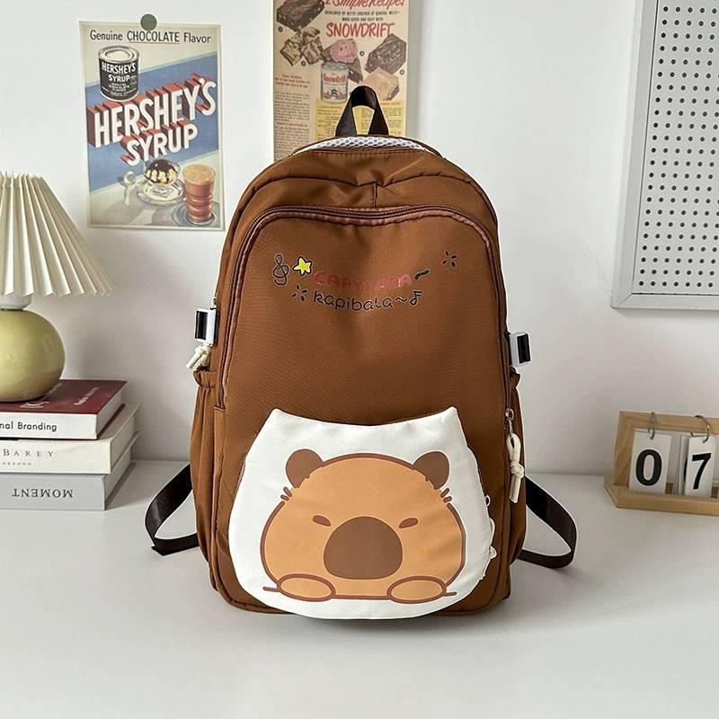 Capybara Fabric Oxford Backpack With Print Pattern And Durable Design Kids For