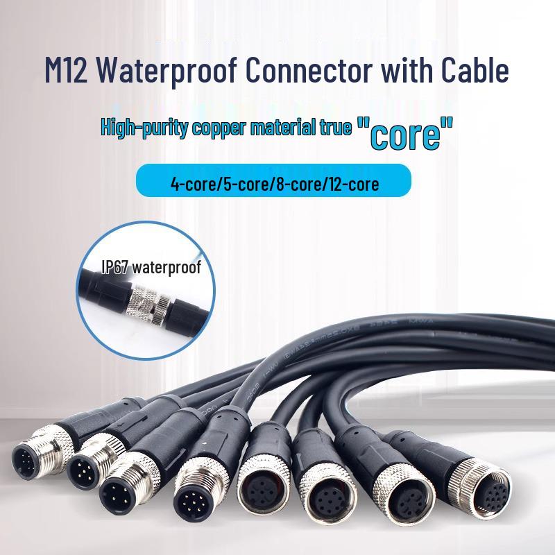 Waterproof M12 Aviation Connector Cable: 4, 5, 8, or 12-core Male/Female Molded Sensor Plug