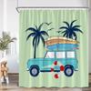 Camping Shower Curtain Camper Travel Bus Beach Coconut Tree Surfboard Outdoor Action Bathroom Decoration Rv Shower Curtain