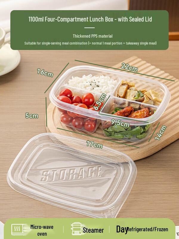 ZISIZ Food-Grade Disposable Paper Compartment Lunch Box