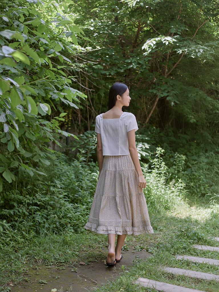 Seumaillingonmi Flower Tiered Skirt (Yellow)