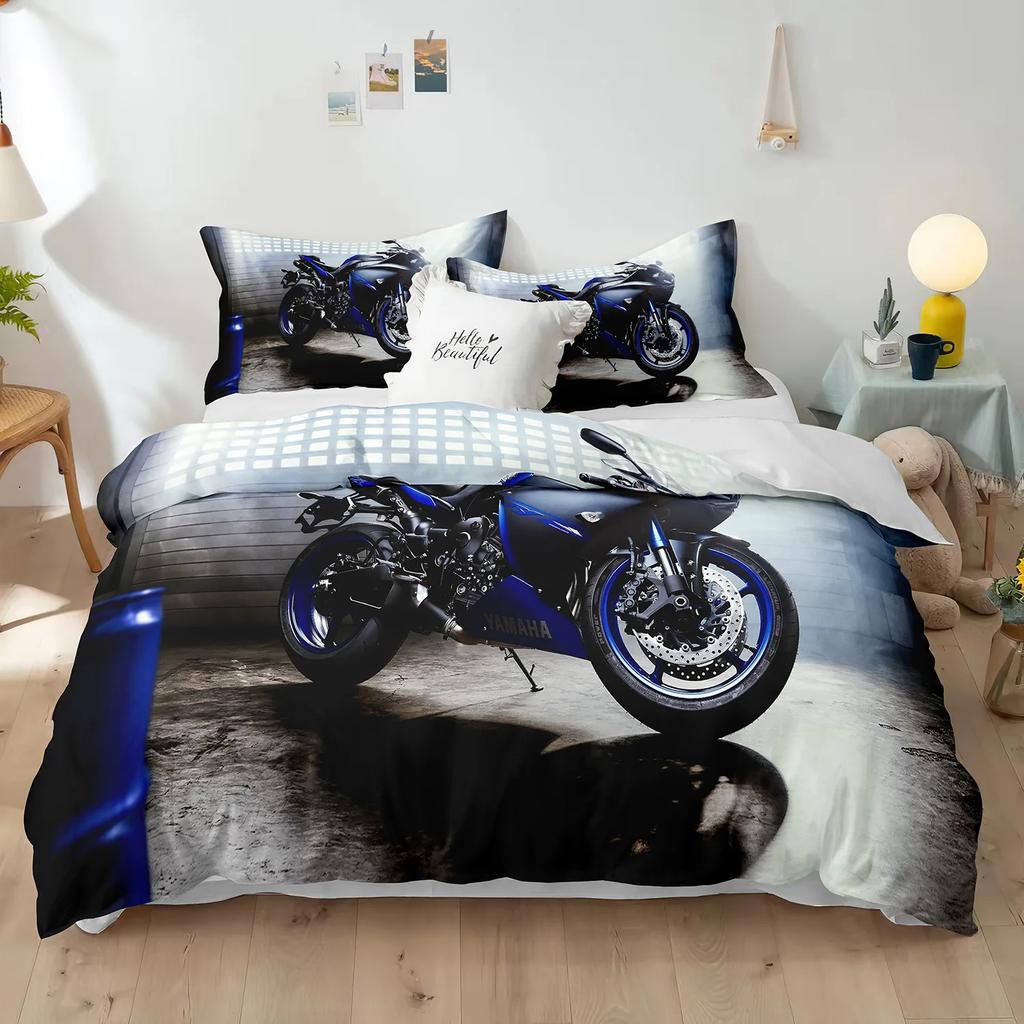 Dirt Bike Duvet Cover Racing Motocross For Teen Adult Motorcycle Rider Extreme Sports Theme For Bedroom Decorations Queen King