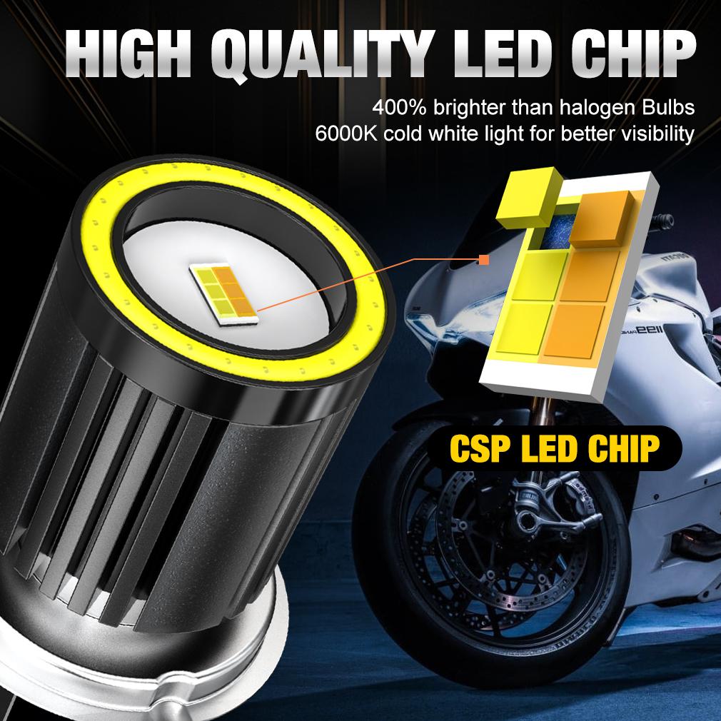 1 Adet 12-80V Evrensel H4 LED Motosiklet Farı 16000Lm BA20D H6 Melek Göz Motor Led Ampul CSP Çip Lens Motosiklet Farı Beyaz Sarı Hi Lo Işın