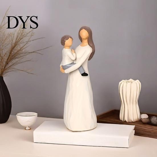Elegant Home Office Decor Faceless Mother And Child Figurine, Heartwarming Resin Statue, Modern Statue Minimalist Sculpture for Living Room