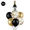 7-Piece Black Gold Sequins Happy New Year Happy New Year Theme Latex Aluminum Film Lift-Off Balloon Combination