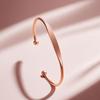 Fashionable Rose Gold C- Shaped Open Bracelet Simple Stylish Stainless Steel Open Bangle Bracelet Adjustable Wristband Xmas Gift