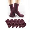 Women's Solid Color Five-Toe Mid-Calf Cotton Socks: Sweat-Absorbent, Breathable, Versatile for Business, Autumn/Winter, Japanese Style