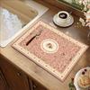 Oval Soft Pink Peony Placemat Floral Frame Print Waterproof Non Slip Heat Resistant Dining Desk Decor Pad Kitchen Mat
