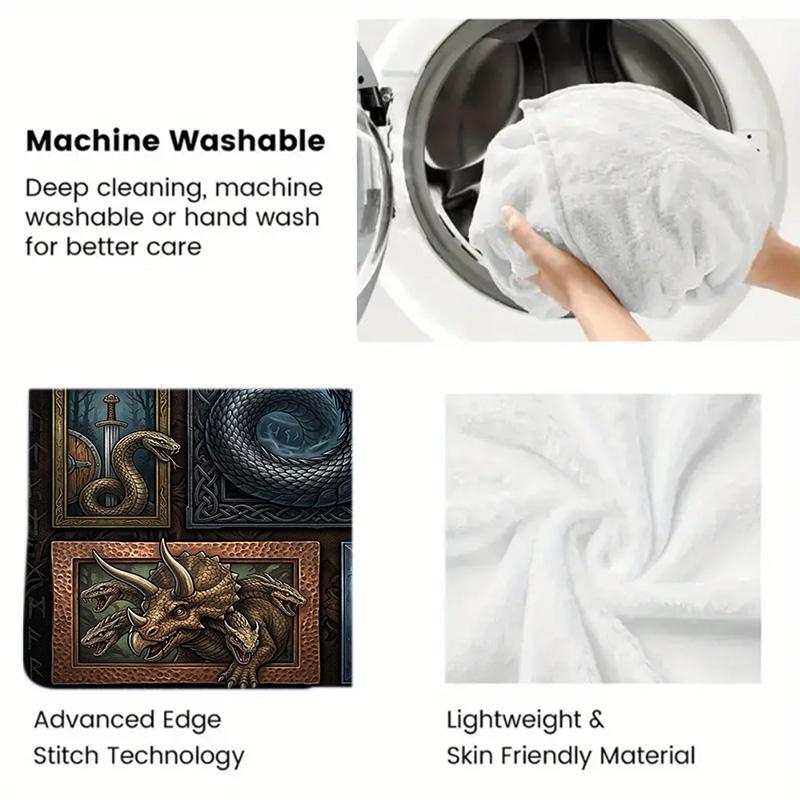 Mythical Creatures Compilation 2D Flat Pattern Flannel Blanket, High Quality All Seasons, Home Decor, Warmth and Comfort, Perfect for Christmas Gifts.