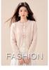 Pink Patchwork Bow Tie Knit Sweater for Autumn/Winter 2026