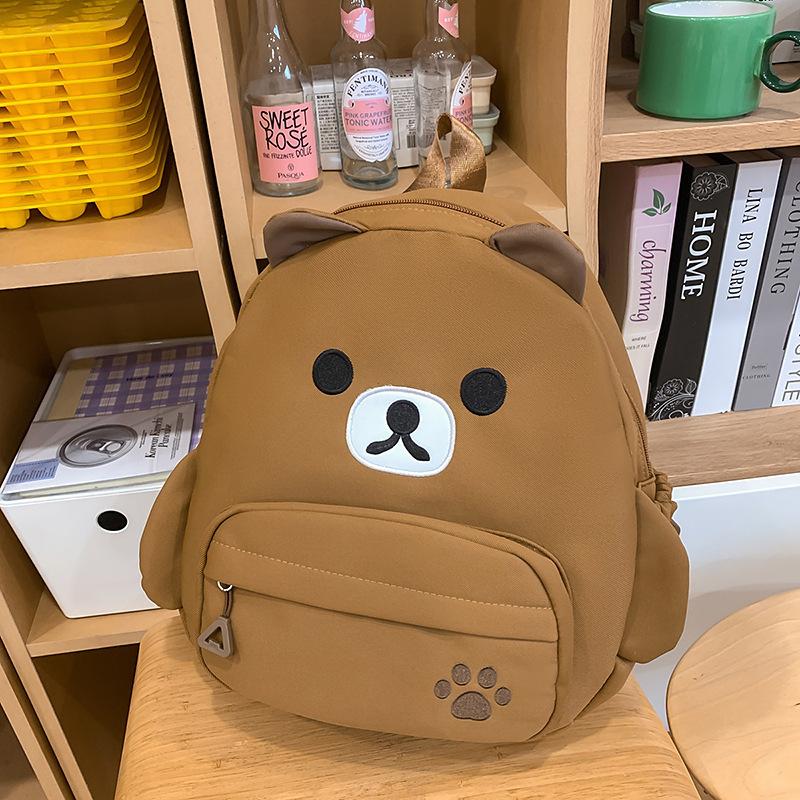 School Bag Cute Cartoon Canvas Bear Backpack Simple Light Versatile Large Capacity