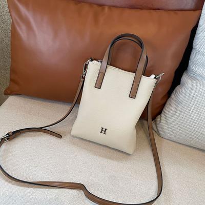 2025 New Small Women Shoulder Bags Genuine Leather Handbag First Layer of Cowhide Crossbody Bag Luxury Two-tone Purse