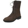 Vintage Britischer Stil Mattlederriemen Martin Stiefel Damenstiefel 2025 Frühling und Herbst neue kurze Stiefel eckige Spitze flache Sohle Einzelstiefel