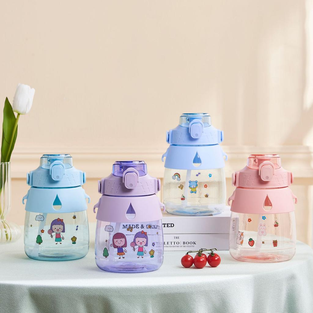High-value Pot-bellied Cup, Plastic Space Cup, Cute Children's Straw Cup, Large-capacity Water Cup