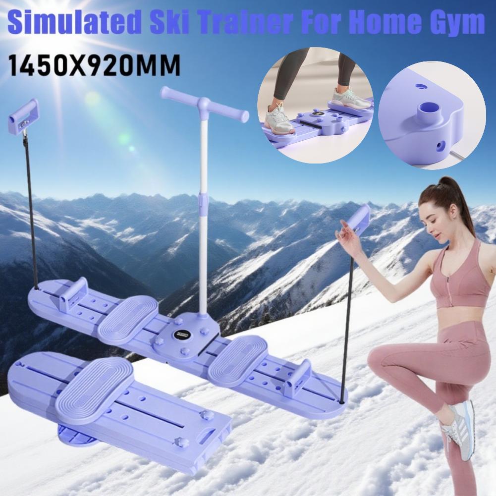 Fitness Ski Machine Pelvic & Hip Strengthener Multi-Function Simulated Ski Trainer with Handle & Pull Rope for Full Body Workout