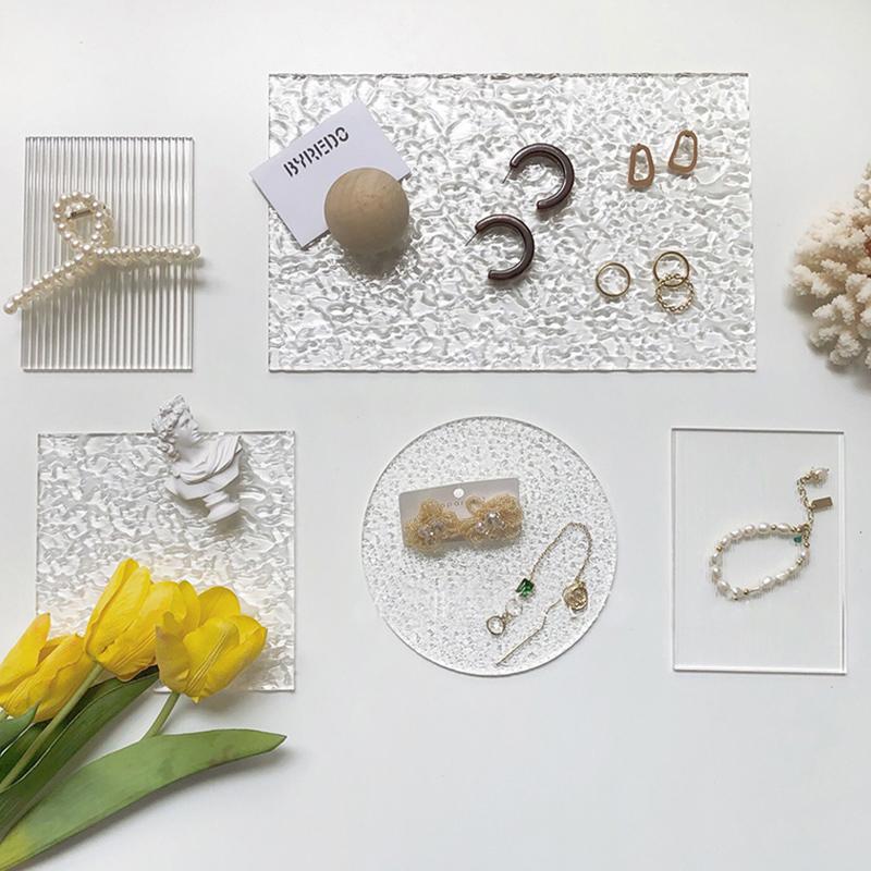 Acrylic Decorative Trays Jewelry Earring Perfume Storage Tray Desktop Holder Dessert Cake Cookie Plate Coffee Mug Display Tray