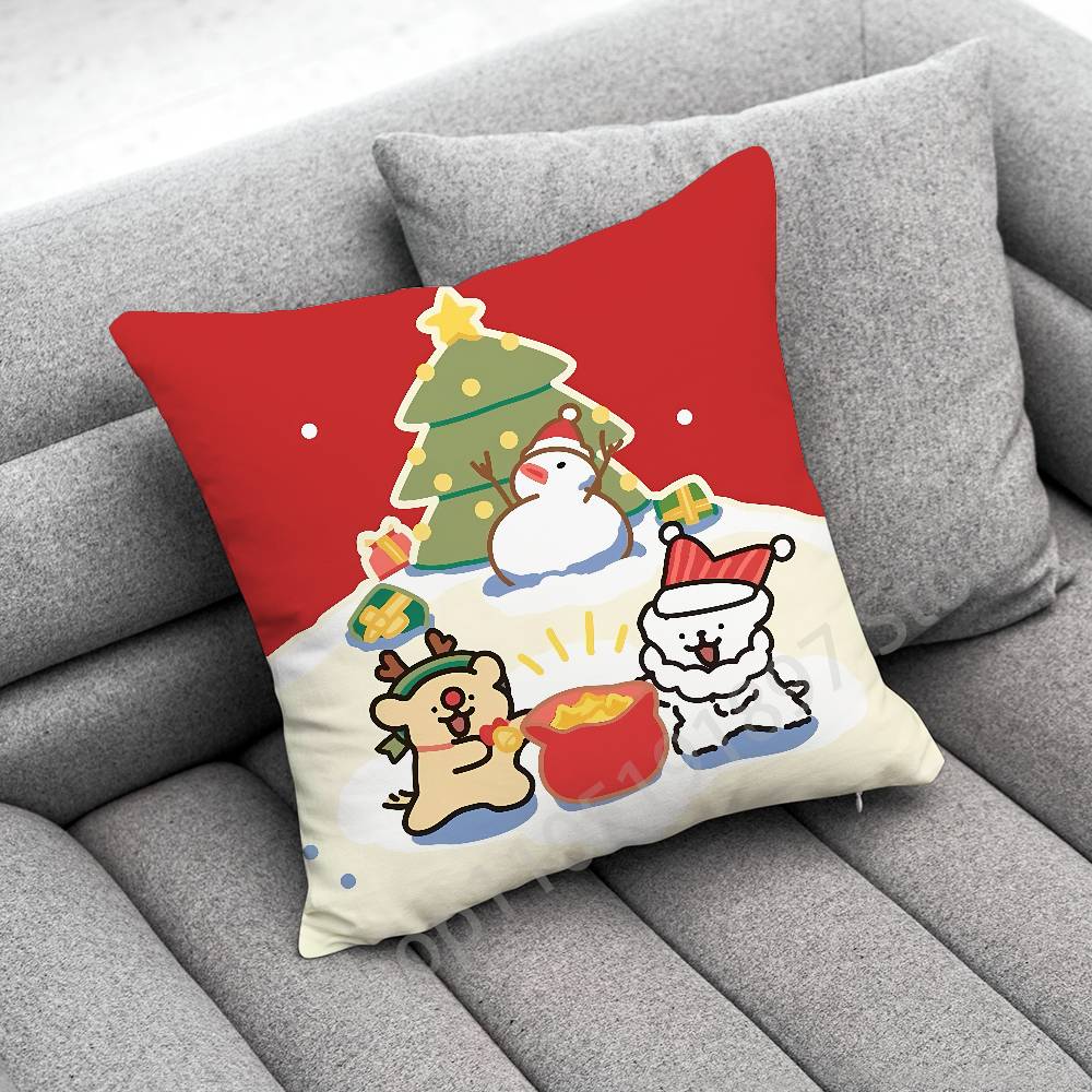 Korea Line Puppy Maltese Dog Throw Pillow Case For 30x30cm 40x40cm 45x45cm 50x50cm 55x55cm Square Sofa Pillowcase Shell