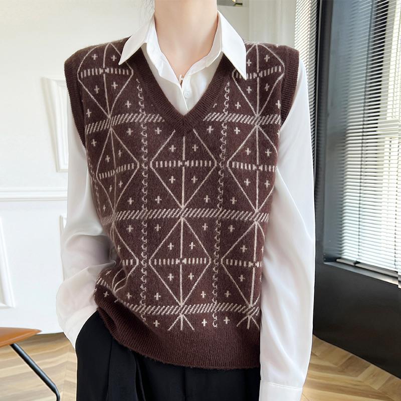 Women's Cashmere Vest Qinghe Cashmere 30% Cashmere 70% Wool Autumn and Winter Cashmere Vest Soft and Warm