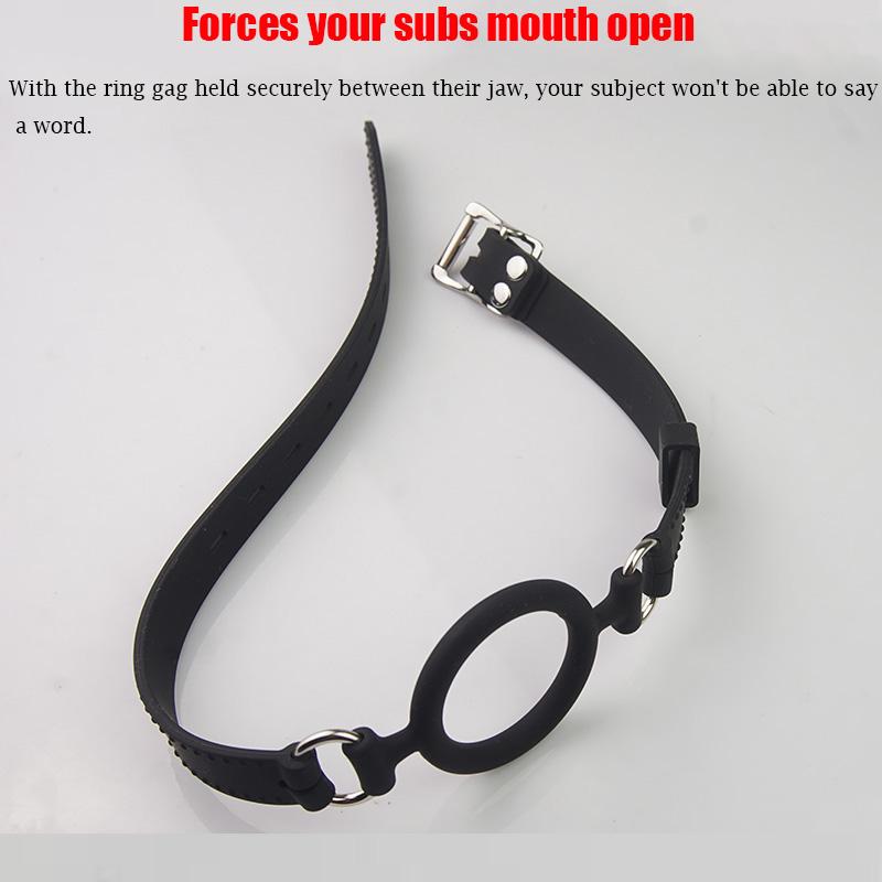 BDSM Open-mouth Gag O-ring, 100% Medical Silicone Full Head Harness, SM Couples Sex Toy, Bondage Gear Sex Products