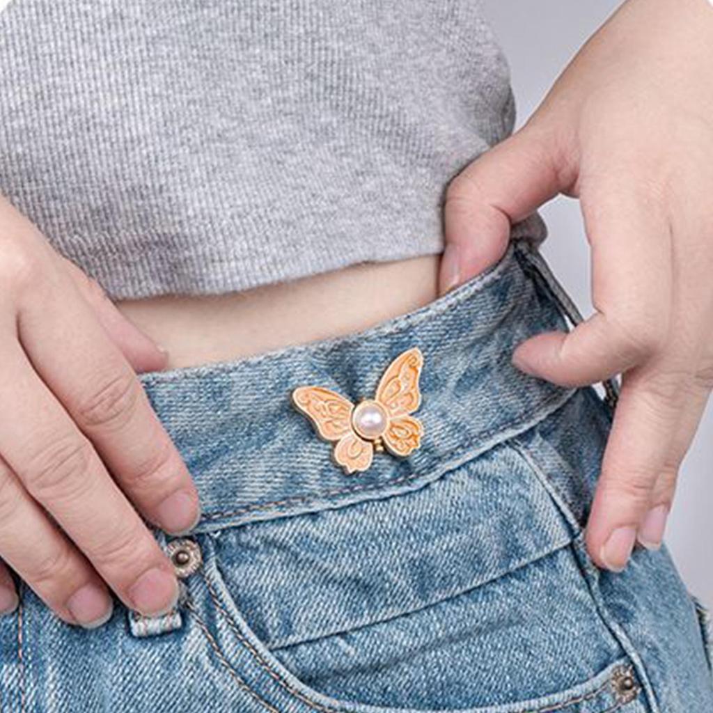 Butterfly Jeans Button Adjustable Clips For Pants Skirt Waist Tightener Buckle Button Adjuster Pants Pin Retractable Button
