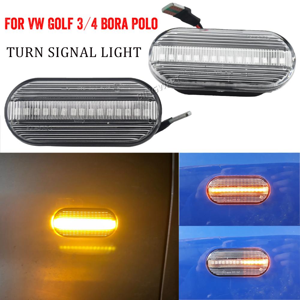 1Pair Dynamic Flowing LED Side Marker Turn Signal Light For VW Transporter T5 Polo Golf 3 4 Passat B5 Sharan Lupo Bora Multivan