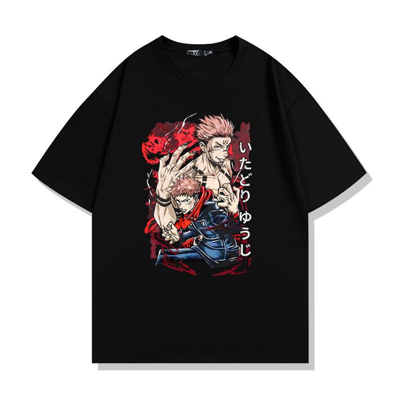 Jujutsu Kaisen anime handsome pattern printing summer men's 100% cotton T-shirt casual breathable trend street men's clothing