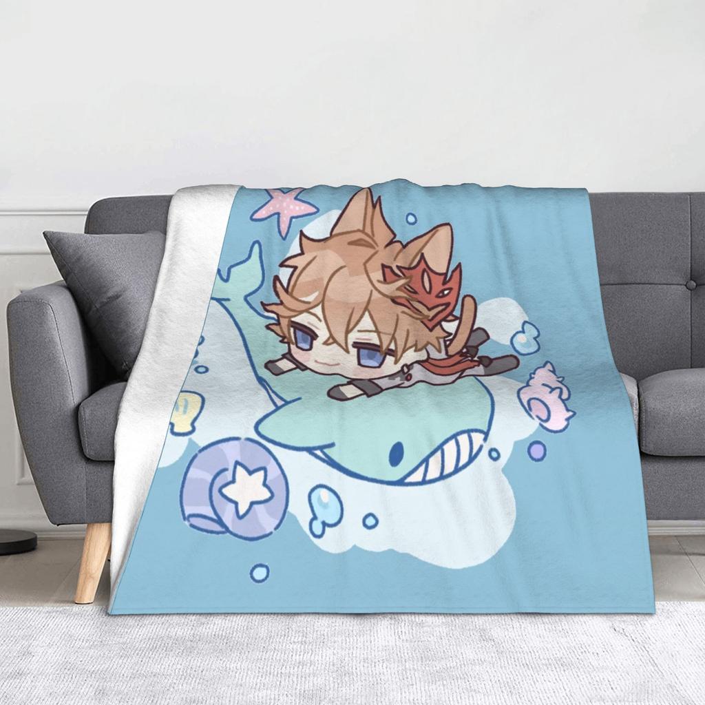 Genshin Impact Gorou Blanket Flannel Printed  Breathable Warm Throw Blankets for Bed Couch Plush Thin Quilt