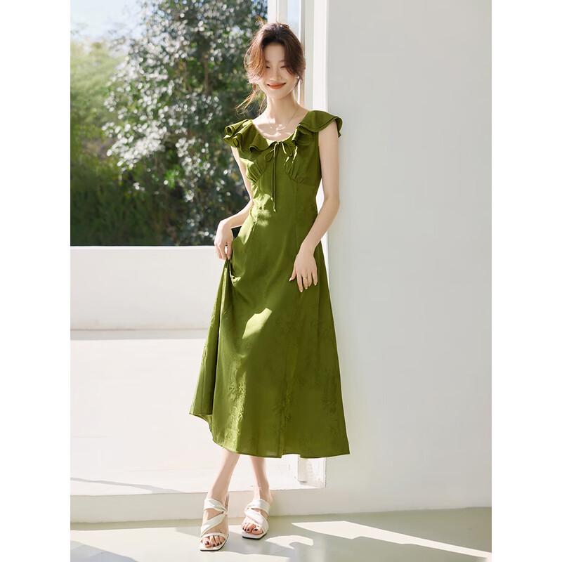 Mohan Yimei French Ruffle A-Line Midi Dress L