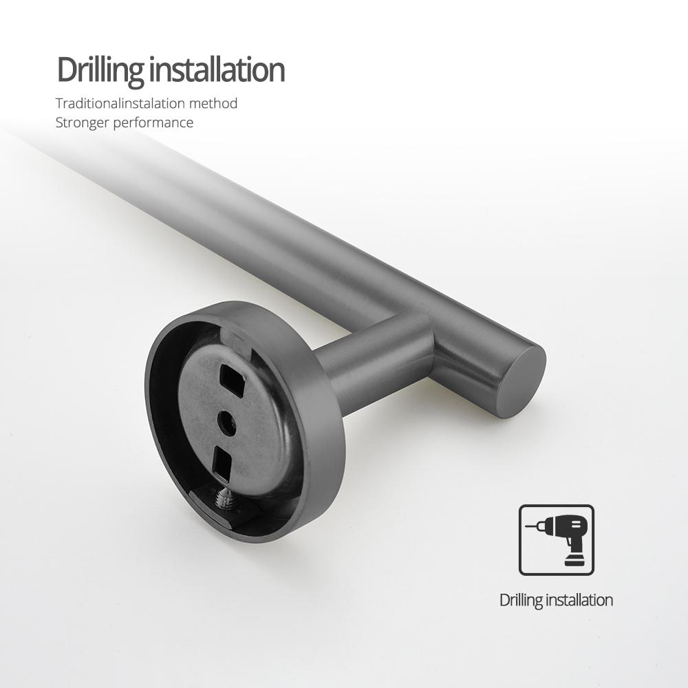 Gunmetal Towel Rack Set 60CM Single Towel Bar 304 Stainless Steel Towel Holder Hook Tissue Holder Bathroom Accession Never Rust