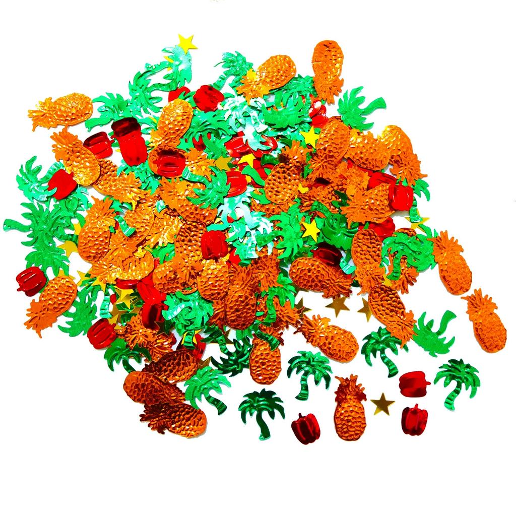 WTEMPO Hawaiian Tropical Party Confetti Colorful Shreds Glitter Flamingo Tortoise Back Leaf Palm Cactus Sequins for Summer Gathering Universal Holiday
