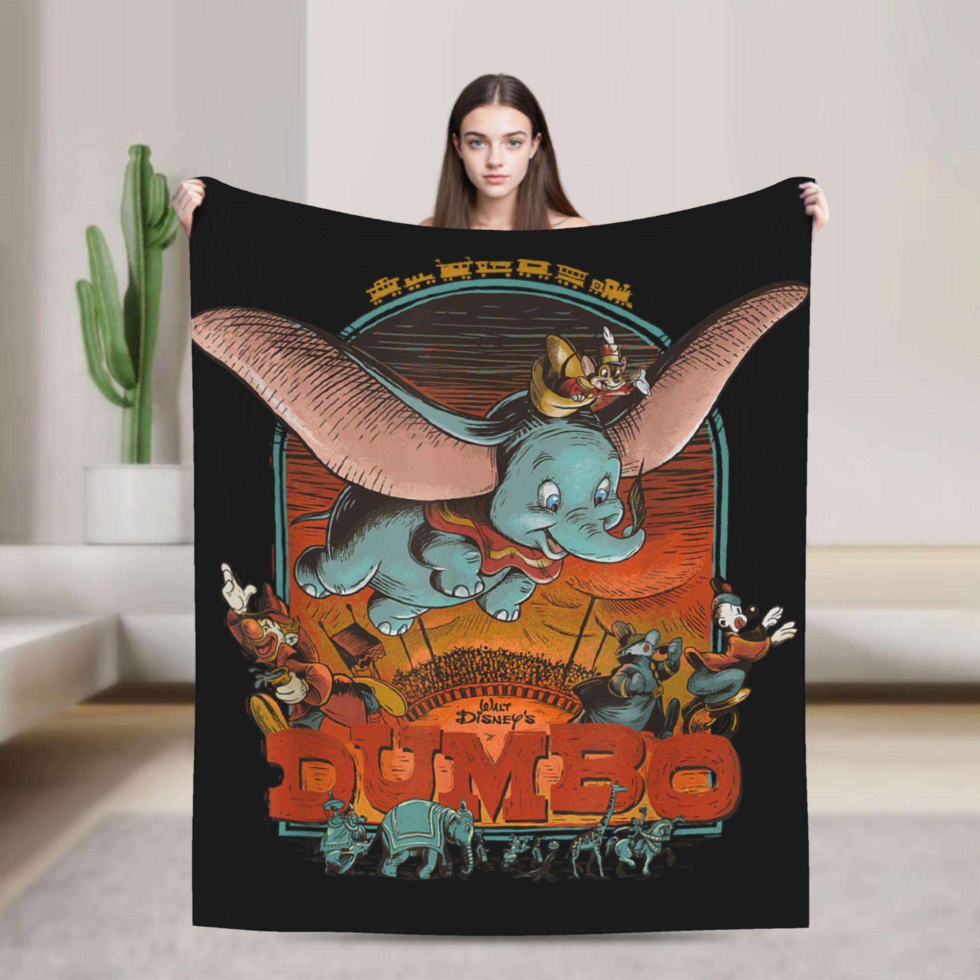 Dumbo Elephant Don t Just Fly Soar! Knitted Blanket Cartoon Flannel Throw Blankets Sofa Decoration Thin Bedspread Multi-function 30x40in