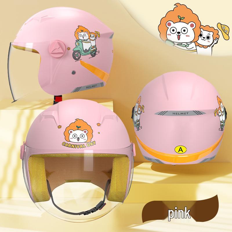 Kids' Cartoon Safety Helmet: Four Seasons Universal Warm Half Helmet for Boys & Girls