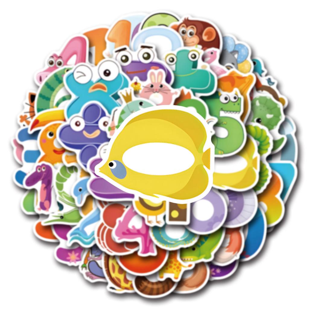 55 New Animal Digital Cartoon Graffiti Stickers Decorative Skateboard Mobile Phone Waterproof Stickers