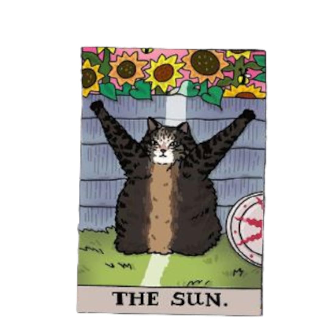Cat and Tarot Pin Badge, Sun, Cute Cat Pin, Brooch