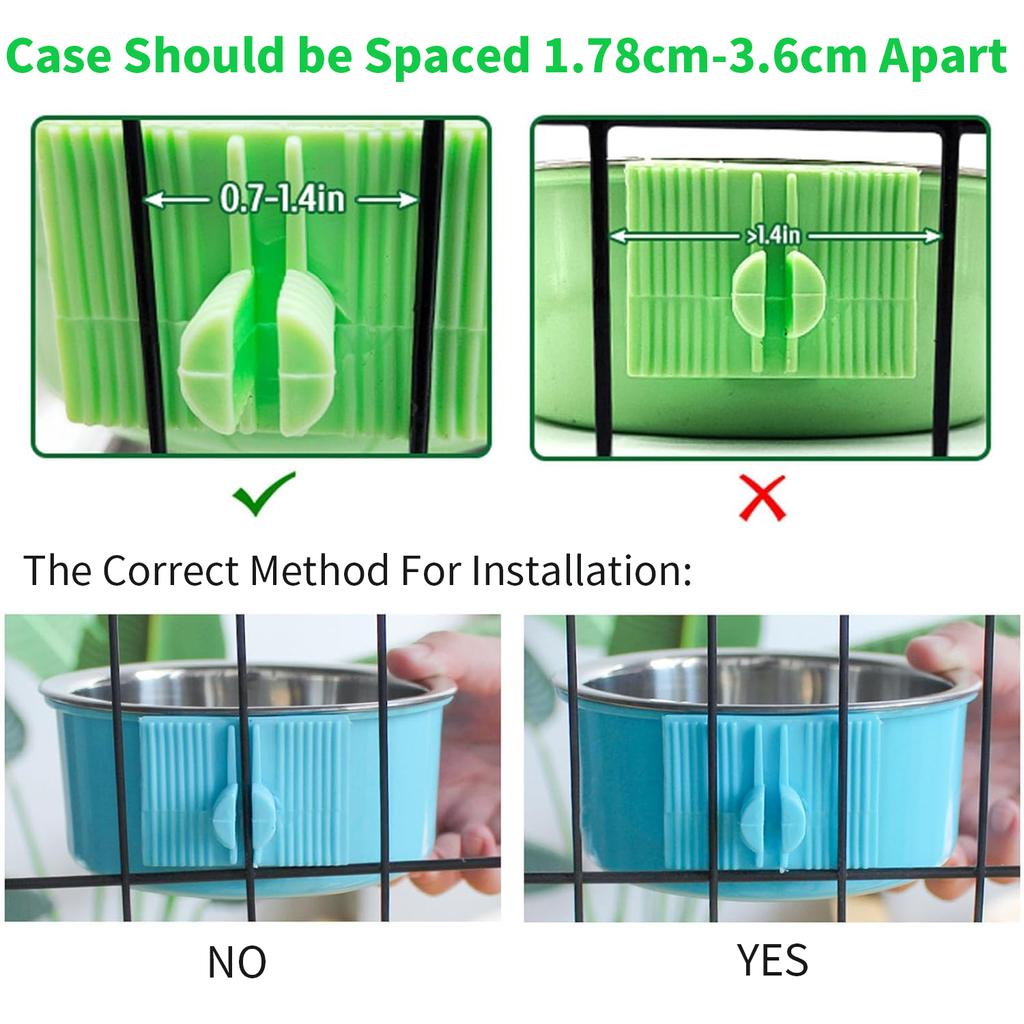 Dog Bowl, Removable Stainless Steel Hanging Pet Kennel Cage Bowl Food & Water Feeder Coop Cup for Puppy, Cat, Rabbit