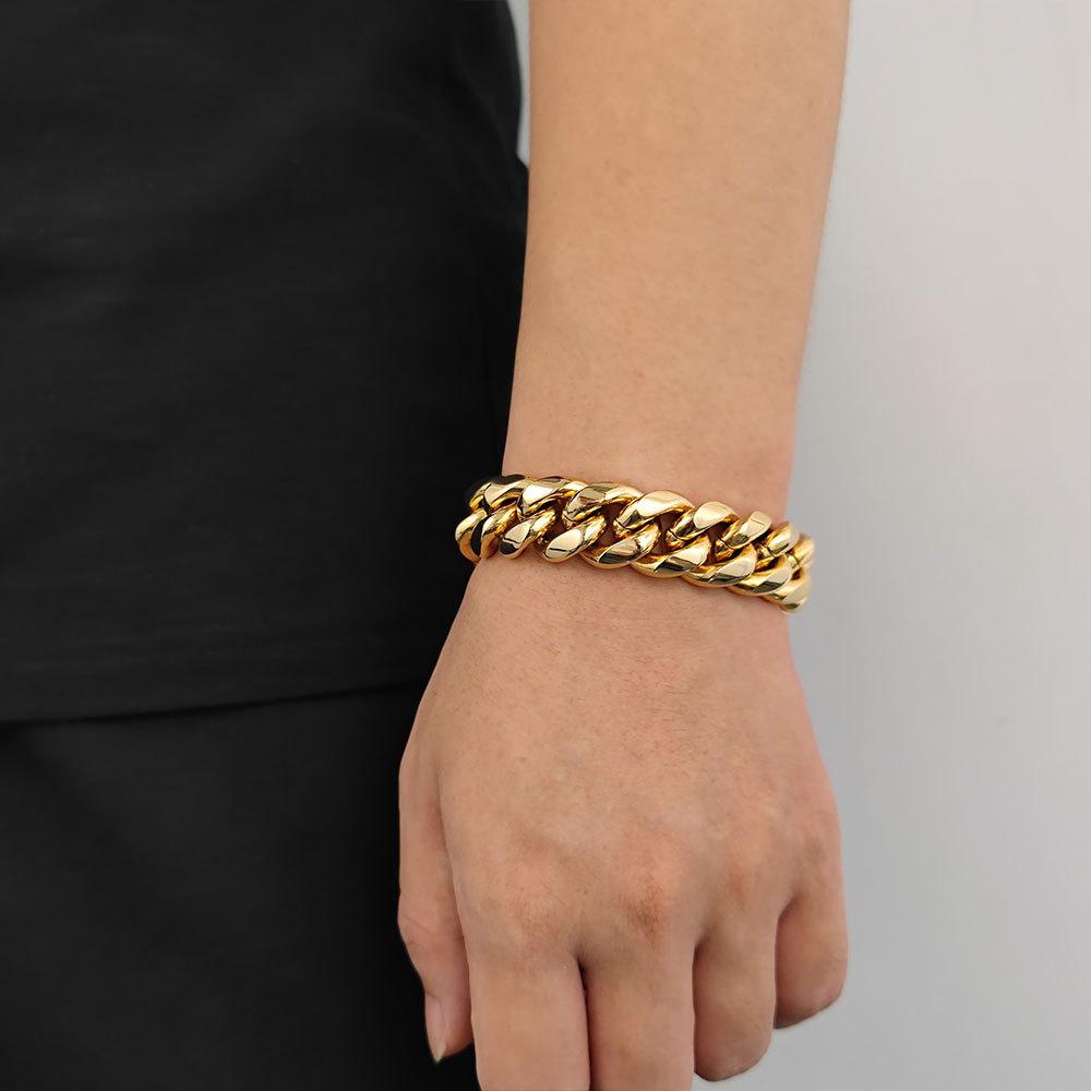 European And American Hip-Hop Stainless Steel Bracelet Spring Buckle Round Mill Encrypted Titanium Steel Men'S Bracelet Jewelry