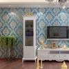 1 Roll Thickened Non-Self-Adhesive European Luxury Sky Blue Floral Wallpaper - Non-Woven Pearl Base for Kitchen/Bedroom/Living Room/Study Wall