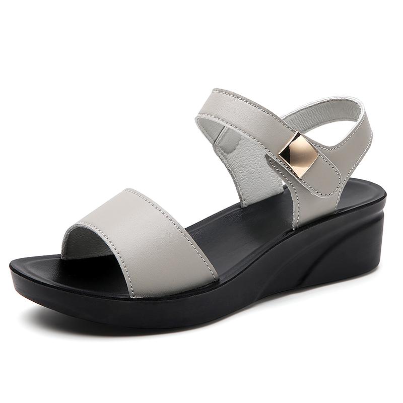 Women Chunky Sandals Casual Black Thick Sole Wedge Shoes Height Increase Platform Open Toe Sandals for Mother