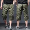 Mens Cargo Shorts Casual Half Pants Elastic Waist Summer Camo Shorts Sports Running Hiking Multiple Pockets Male Knee Pants