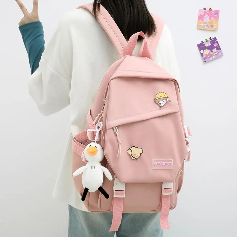Large Capacity High School Student Backpack Versatile Style Schoolbag for Junior High Girls