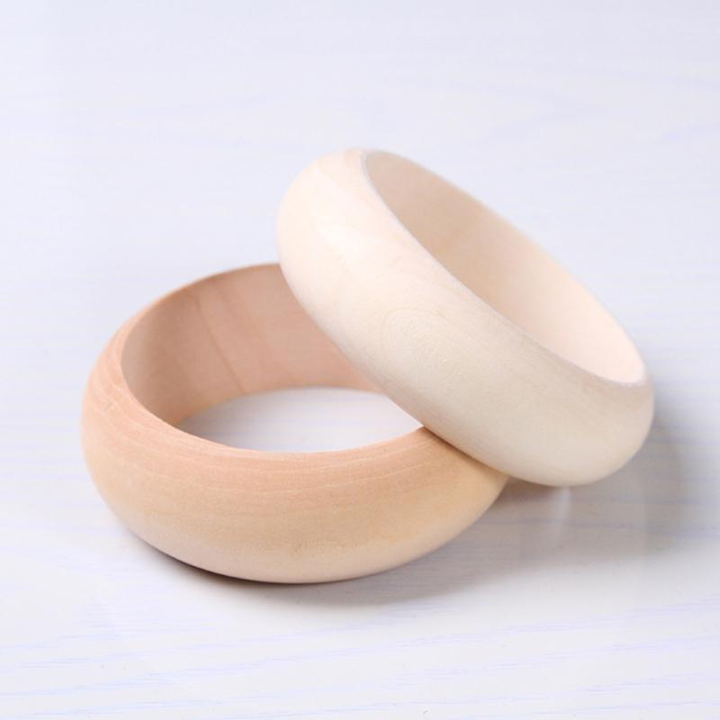 6Pcs Unfinished Blank Wood Bangle Bracelets Natural Round Wood Ring Wooden Circle for DIY Painting Craft Jewelry Making